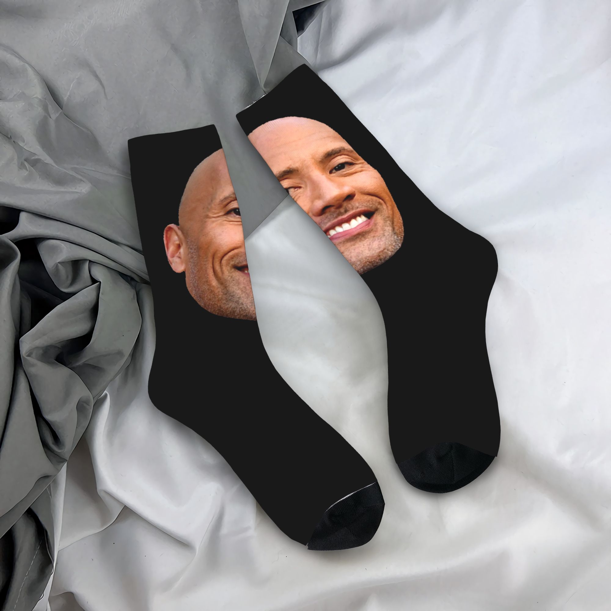 Dress Sock Men - Custom The Rock Face Dwayne Dress