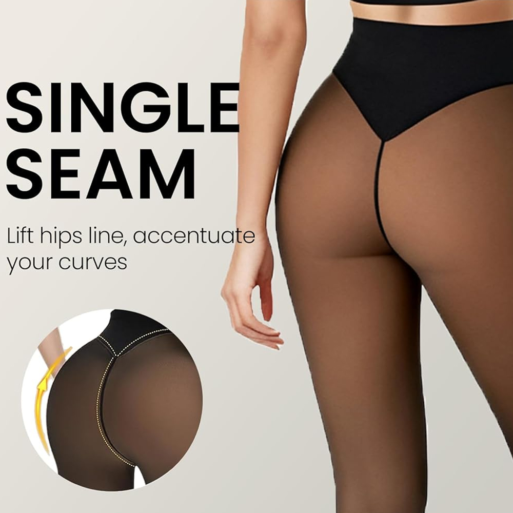 One Seam Fleece Lined Leggings - Tights Pantyhose Sheer 评论和价格