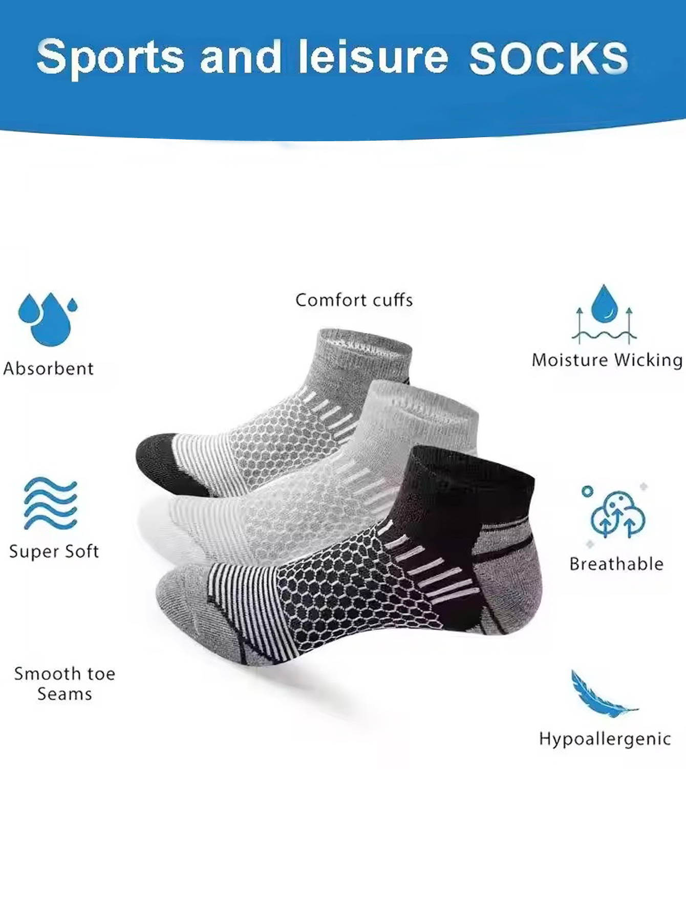 6 Pairs Men's Honeycomb Mesh A - Ankle Sock Low Cut 评论和价格
